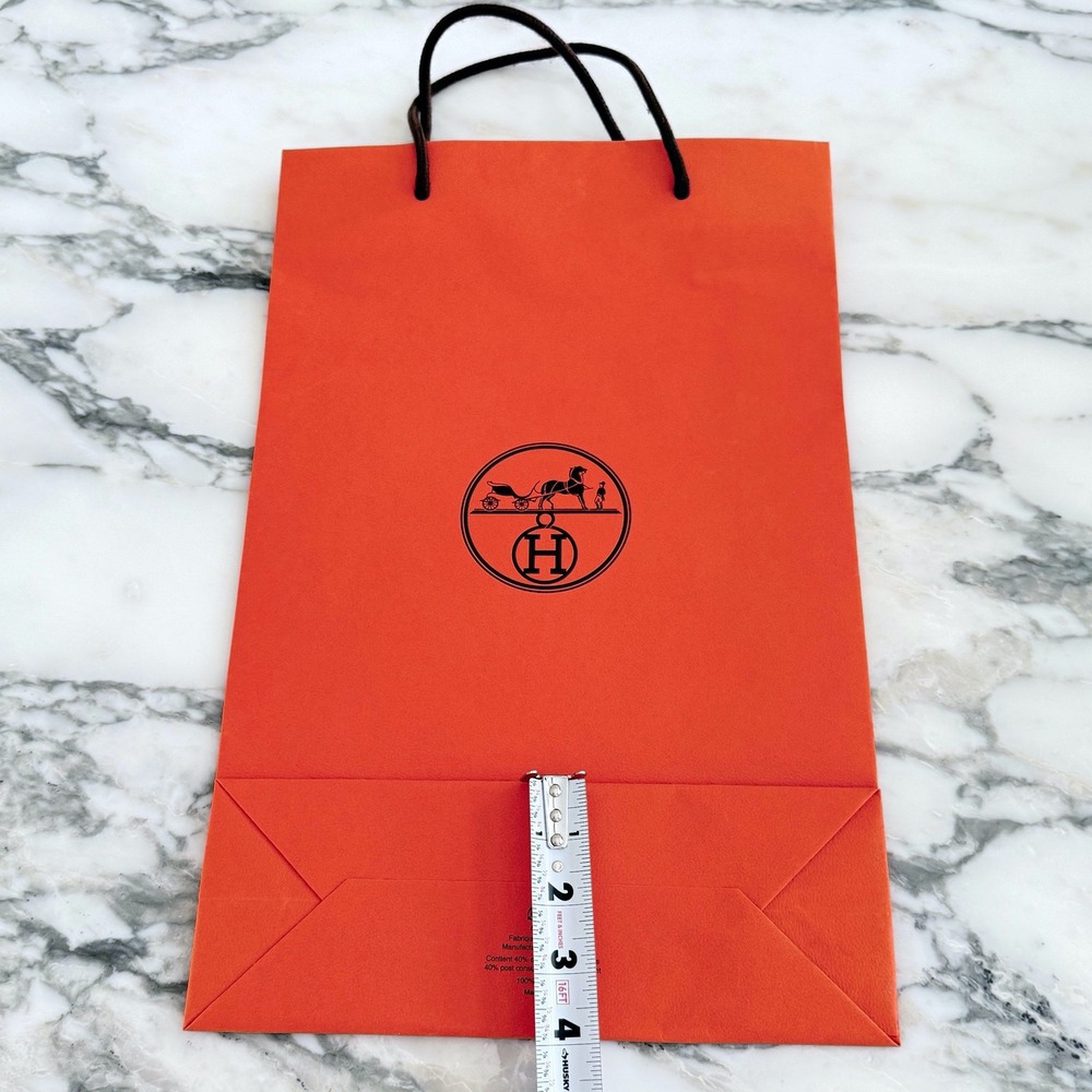 Hermes Orange Paper Shopping Bag 16.5x11x4 Authentic Luxury Boutique - Picture 4 of 5